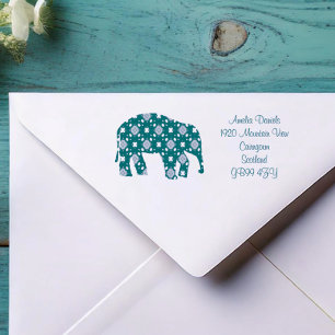 Flower Elephant Address Rubber Stamp