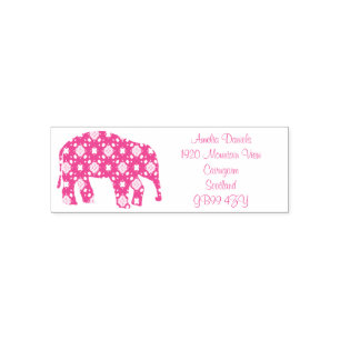 Flower  Elephant Address  Self-inking Stamp
