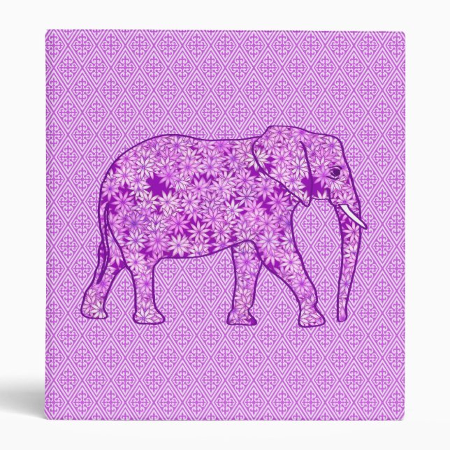 Flower elephant - amethyst purple 3 ring binder (Front)