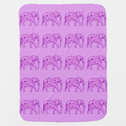 Flower elephant _ amethyst purple baby blanket