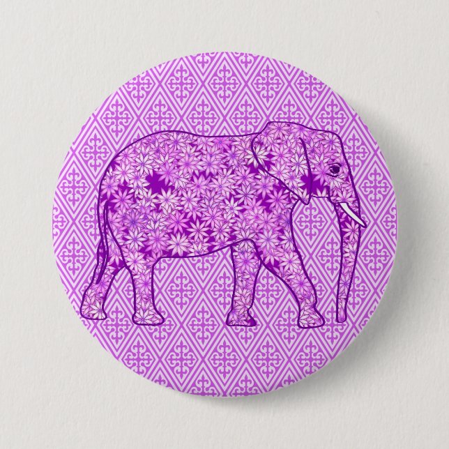 Flower elephant - amethyst purple button (Front)
