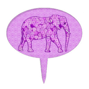 Flower elephant - amethyst purple cake topper