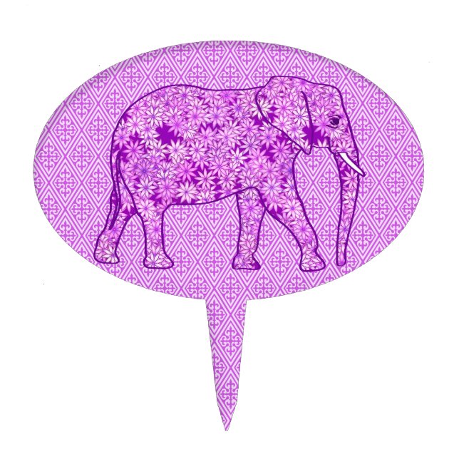 Flower elephant - amethyst purple cake topper (Front)