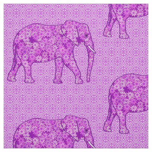 Flower elephant - amethyst purple fabric