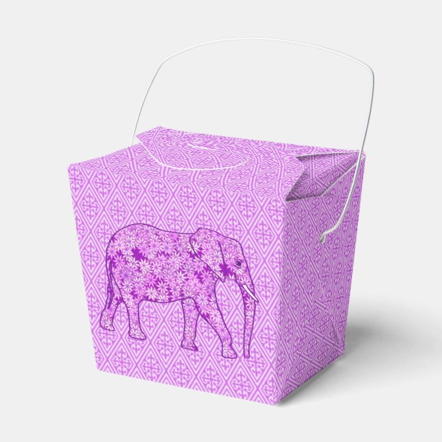 Flower elephant - amethyst purple favor boxes (Front Side)