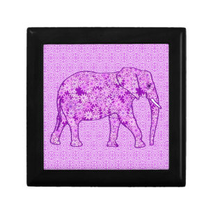 Flower elephant - amethyst purple jewelry box