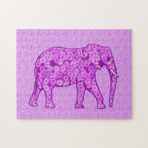 Flower Elephant Amethyst Purple Jigsaw Puzzle