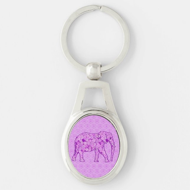 Flower elephant - amethyst purple keychain (Front)