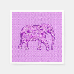 Flower elephant - amethyst purple paper napkins