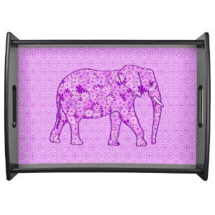 Flower elephant - amethyst purple serving tray