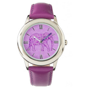 Flower elephant - amethyst purple watch