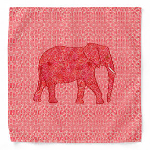 Flower elephant - deep red and coral bandana