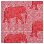 Flower elephant - deep red and coral fabric