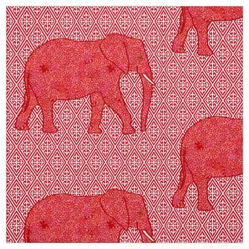 Flower elephant - deep red and coral fabric