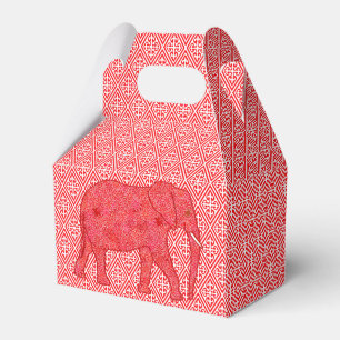 Flower elephant - deep red and coral favor boxes