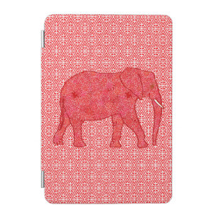 Flower elephant - deep red and coral iPad mini cover