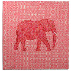 Flower elephant - deep red and coral napkin