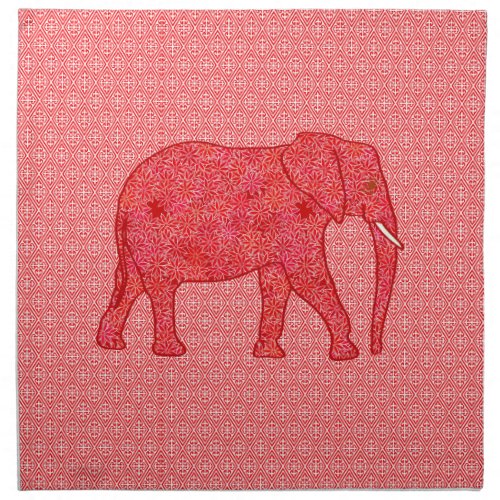 Flower elephant _ deep red and coral napkin