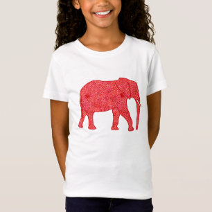 Flower elephant - deep red and coral T-Shirt
