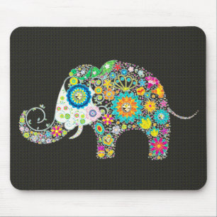 Flower Elephant - Diamond Studs Horizontal Mouse Pad