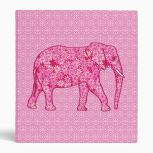 Flower elephant - fuchsia pink 3 ring binder