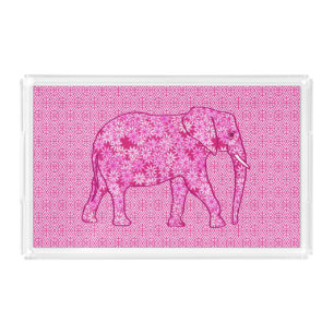 Flower elephant - fuchsia pink acrylic tray