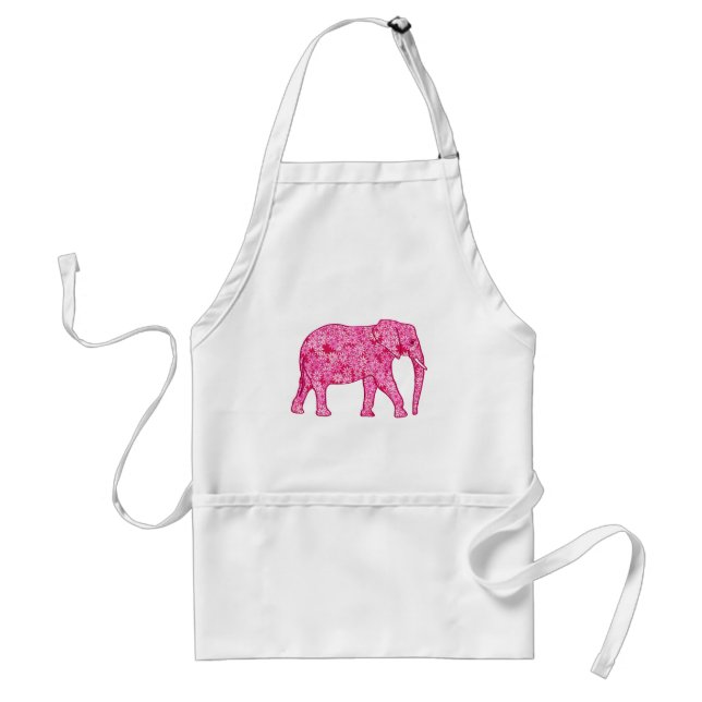 Flower elephant - fuchsia pink adult apron (Front)