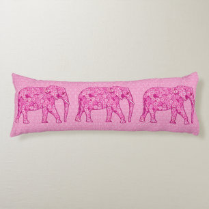 Flower elephant - fuchsia pink body pillow