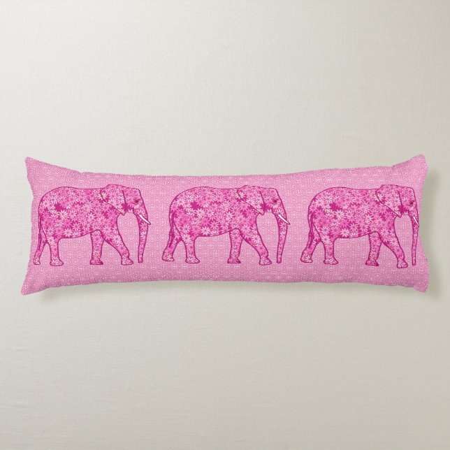 Flower elephant - fuchsia pink body pillow (Front)