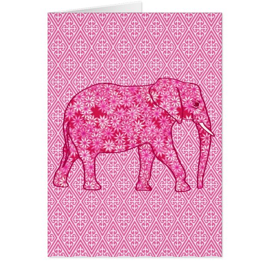 Flower elephant - fuchsia pink cards (Front)