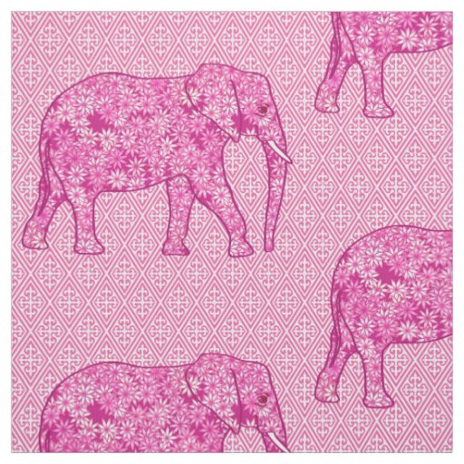 Flower elephant - fuchsia pink fabric