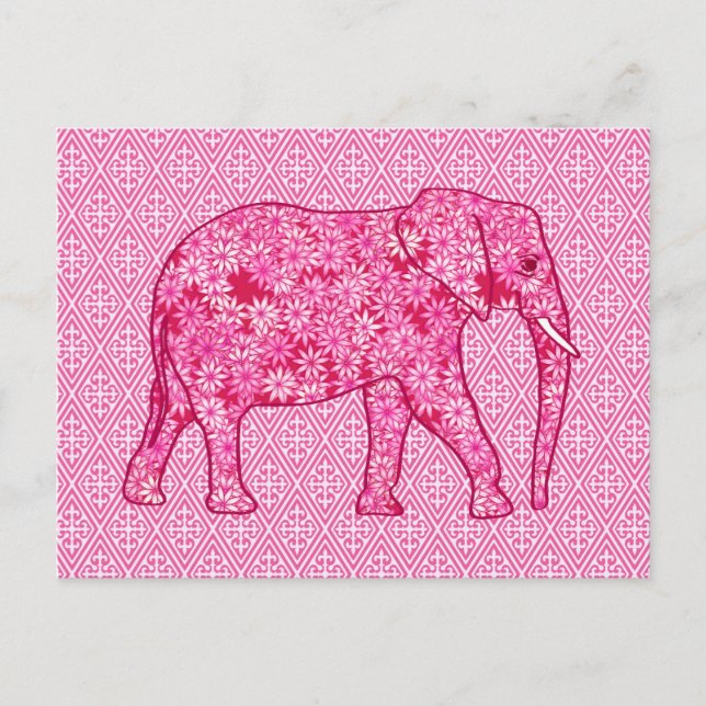 Flower elephant - fuchsia pink postcard (Front)