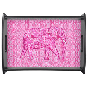 Flower elephant - fuchsia pink serving tray
