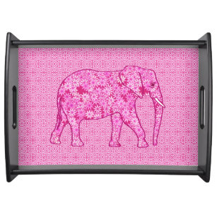 Flower elephant - fuchsia pink serving tray