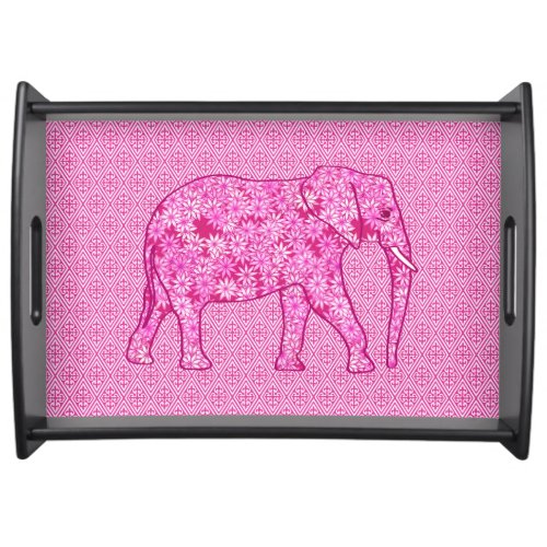 Flower elephant _ fuchsia pink serving tray