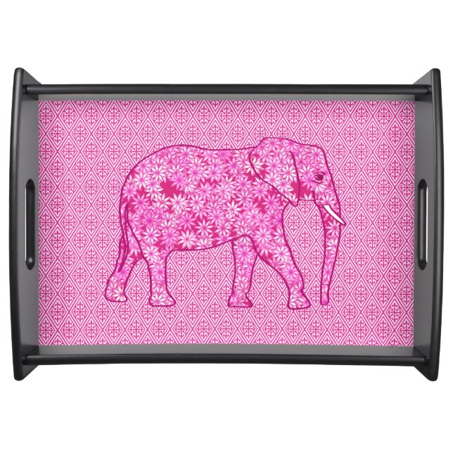 Flower elephant - fuchsia pink serving tray (Front)