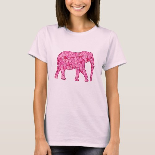 Flower elephant _ fuchsia pink T_Shirt
