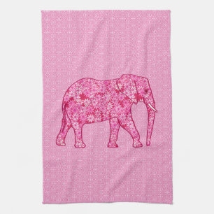 Flower elephant - fuchsia pink towel