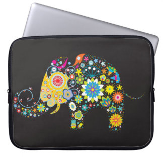 Flower Elephant Girly Retro Floral Fashion Laptop Sleeve