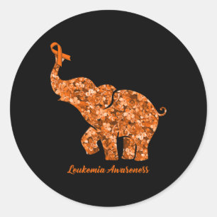 Flower Elephant Orange Ribbon Leukemia Awareness Classic Round Sticker