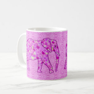 Flower elephant - orchid and magenta coffee mug