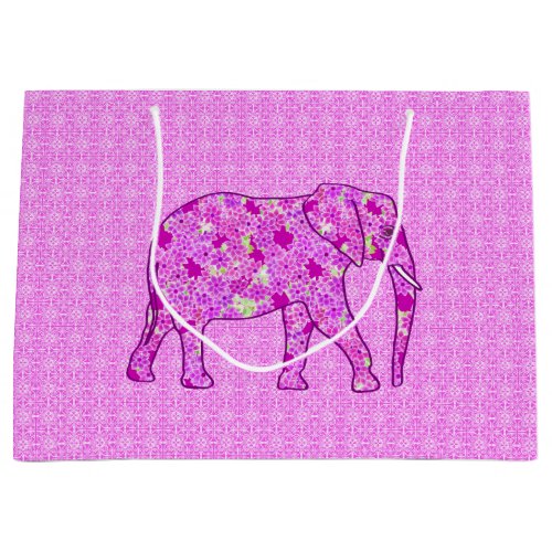 Flower Elephant Orchid and Magenta Large Gift Bag