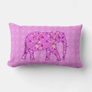 Flower elephant - orchid and magenta lumbar pillow