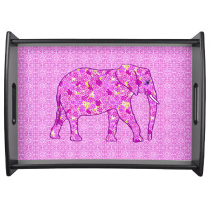 Flower elephant - orchid and magenta serving tray