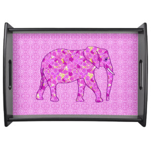 Flower elephant - orchid and magenta serving tray