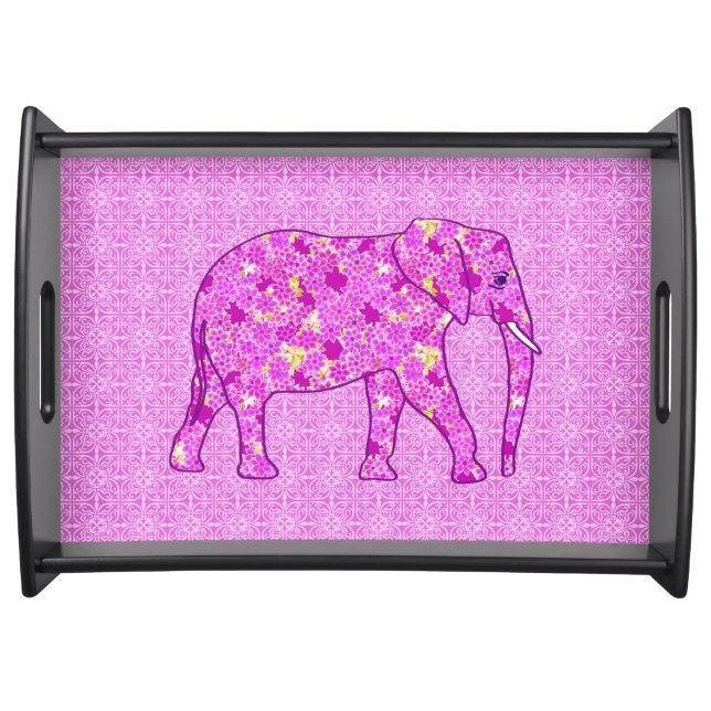 Flower elephant - orchid and magenta serving tray (Front)