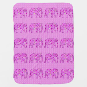 Flower elephant - orchid and magenta swaddle blanket