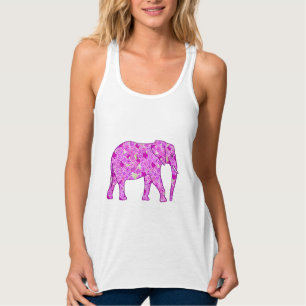Flower elephant - orchid and magenta tank top