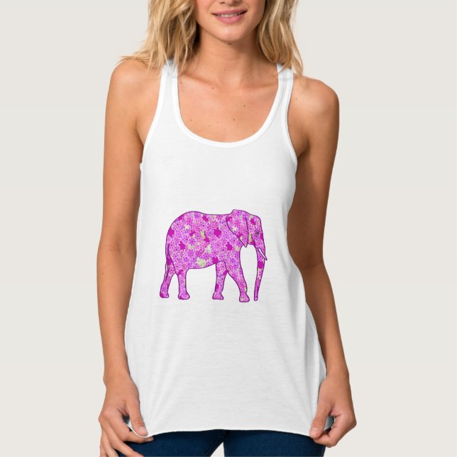 Flower elephant - orchid and magenta tank top (Front)