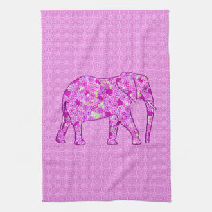 Flower elephant - orchid and magenta towel